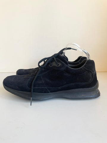 PRADA BLACK SUEDE LACE UP TRAINERS SIZE 7.5/41