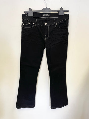BRAND NEW ROCK & REPUBLIC BLACK WITH SILVER SEQUIN EMBOSSED POCKET BOOTCUT JEANS SIZE 30