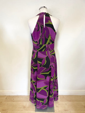 J Taylor Purple, Black & Green Print Dress Size 12