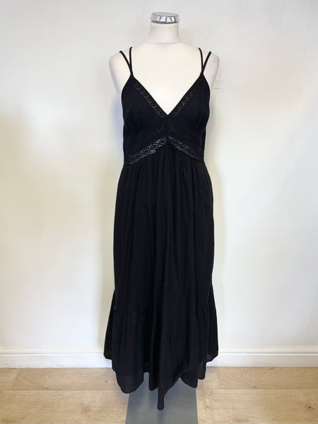 BRAND NEW ZARA BLACK COTTON SHOESTRING STRAP MAXI DRESS SIZE M Whispers Dress Agency BRAND NEW ZARA BLACK COTTON SHOESTRING STRAP MAXI DRESS SIZE M Whispers Dress Agency