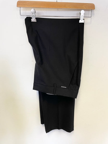 BRAND NEW MARKS & SPENCER AUTOGRAPH BLACK WOOL MIX STRAIGHT LEG TROUSERS SIZE 12 SHORT