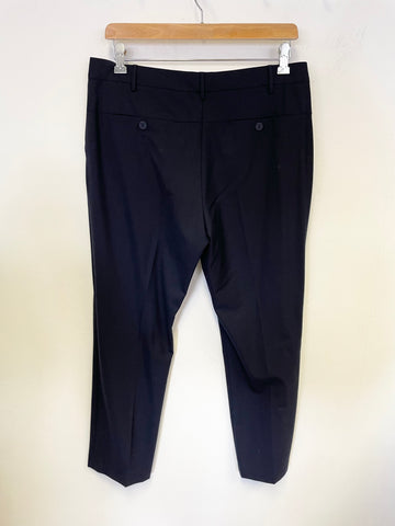 BRAND NEW MARKS & SPENCER AUTOGRAPH NAVY WOOL & SILK BLEND STRAIGHT LEG TROUSERS  SIZE 12S