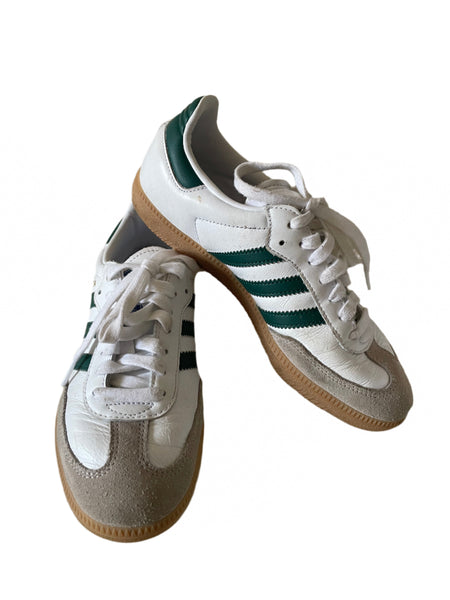 ADIDAS SAMBA GREEN & WHITE LEATHER TRAINERS SIZE 6/39 Whispers Dress Agency ADIDAS SAMBA GREEN & WHITE LEATHER TRAINERS SIZE 6/39 Whispers Dress Agency