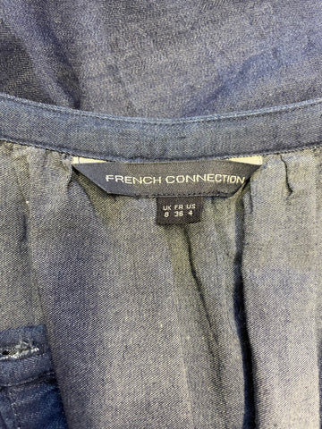 FRENCH CONNECTION DENIM BLUE SHORT SLEEVED PLAYSUIT SIZE 8