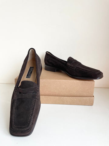 BRAND NEW HOBBS BROWN SUEDE SLIP ON LOAFERS SIZE 7.5/40.5