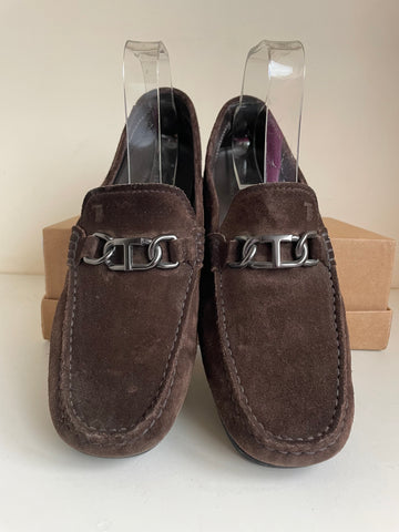 TOD’S DARK BROWN SUEDE SLIP ON LOAFERS SIZE 7/40.5