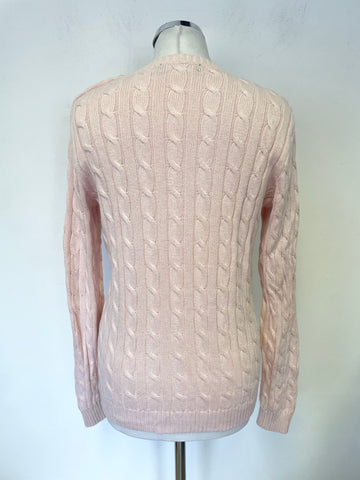 RALPH LAUREN PINK CABLE KNIT LONG SLEEVED JUMPER SIZE M
