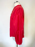 M.I.H JEANS RED COLLARLESS LONG SLEEVE SHIRT SIZE S