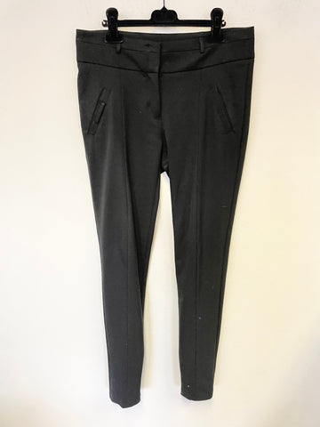 ARMANI JEANS BLACK TAILORED ANKLE ZIP TAPERED LEG TROUSERS SIZE 42 UK 10