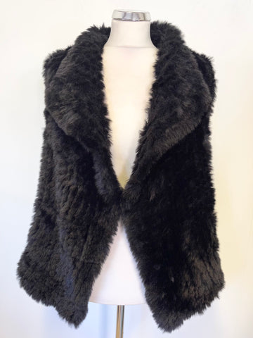 UNBRANDED BLACK CONEY FUR SLEEVELESS GILET ONE SIZE APPROX M/L