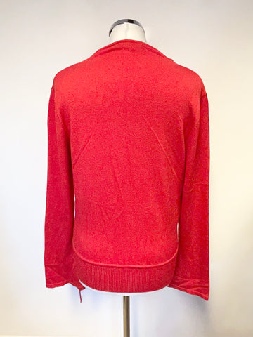ADOLFO DOMINGUEZ RED WRAP ACROSS FRONT LONG SLEEVED FLARE CUFF JUMPER SIZE L
