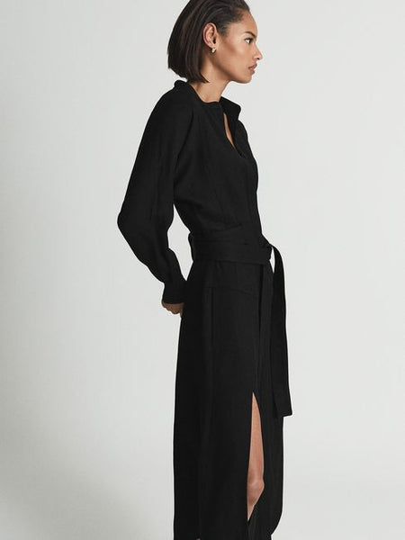 BRAND NEW REISS DARCY BLACK BELTED MIDI SHIRT DRESS SIZE 8 – Whispers Dress  Agency