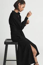 reiss darcy printed midi dress BRAND NEW REISS DARCY BLACK BELTED MIDI SHIRT DRESS SIZE 8 – Whispers Dress  Agency