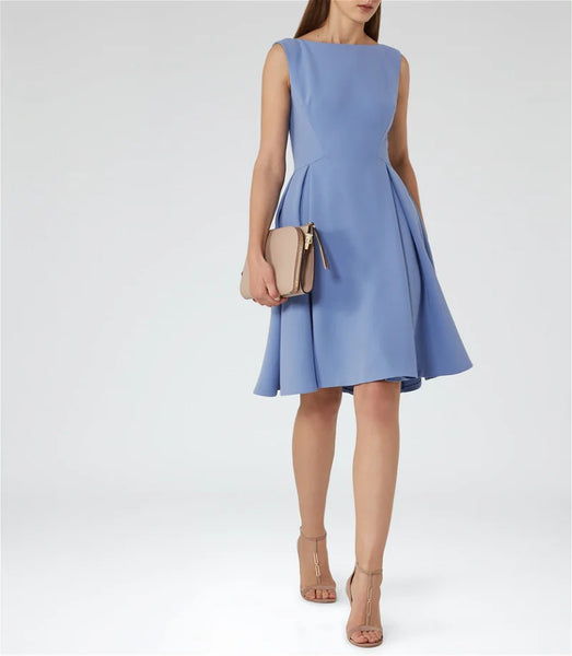 REISS SKY BLUE SLEEVELESS FIT & FLARE DRESS SIZE 10 – Whispers Dress Agency