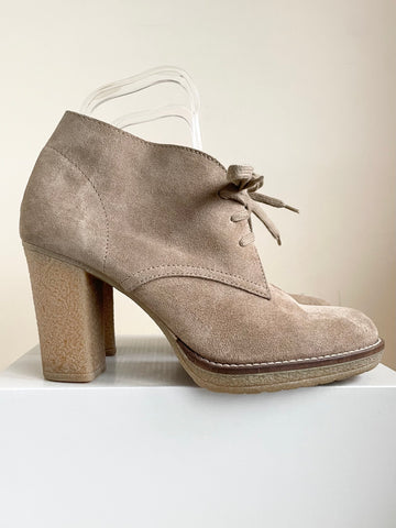 NEW J CREW BEIGE SUEDE LACE UP HEELED SHOE/ BOOTS SIZE 6/39