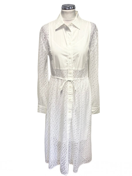 TOMMY HILFIGER WHITE LACE COLLARED LONG SLEEVE SHIRT MIDI DRESS SIZE 8 Whispers Dress Agency TOMMY HILFIGER WHITE LACE COLLARED LONG SLEEVE SHIRT MIDI DRESS SIZE 8 Whispers Dress Agency