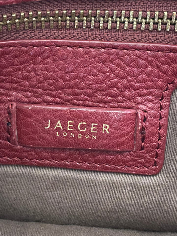 JAEGER BURGUNDY LEATHER EXTENDABLE ZIP AROUND SHOULDER BAG