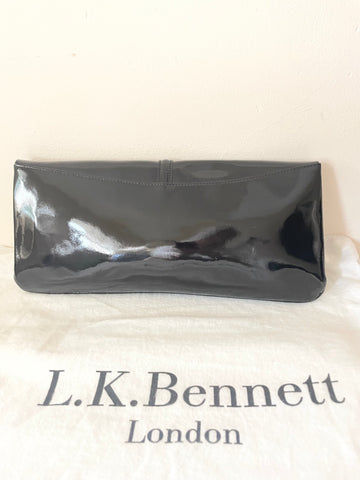 LK BENNETT BLACK PATENT LEATHER CLUTCH BAG