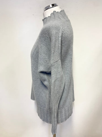 360 CASHMERE PALE BLUE RELAXED FIT LONG SLEEVED JUMPER SIZE S