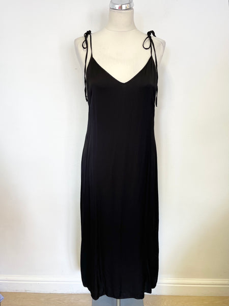 OTHER STORIES BLACK FINE STRAP MIDI DRESS SIZE 14