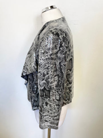 HIGHLY CONFIDENTIAL GREY SEQUINNED SNAKESKIN EFFECT JACKET SIZE 12