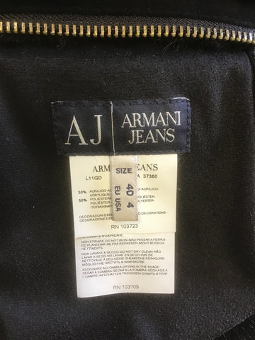 ARMANI JEANS BLACK FAUX FUR & SHEARING REVERSIBLE BELTED COAT SIZE 40 UK 12