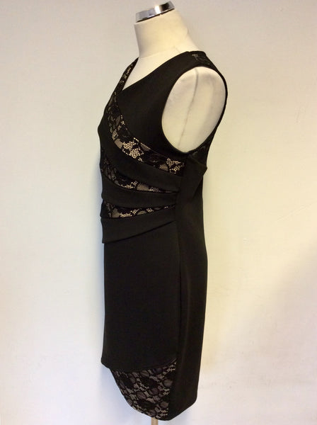 AMY CHILDS BLACK & NUDE LINED LACE TRIM PENCIL DRESS SIZE 16 Whispers Dress Agency AMY CHILDS BLACK & NUDE LINED LACE TRIM PENCIL DRESS SIZE 16 Whispers Dress Agency