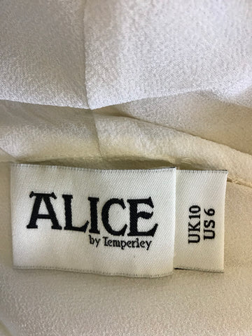 ALICE TEMPERLEY IVORY SILK PUSSY BOW TIERED SLEEVE BLOUSE SIZE 10