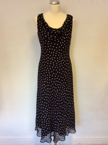 BRAND NEW COUNTRY CASUALS BLACK & WHITE SPOT SILK DRESS SIZE 10