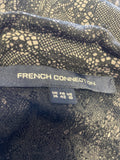 FRENCH CONNECTION BLACK & GREY PATTERNED LACE LONG SLEEVED BLOUSE SIZE 14