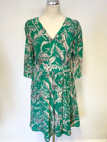 SOMERSET BY ALICE TEMPERLEY GREEN FLORAL PRINT SILK DRESS SIZE 10