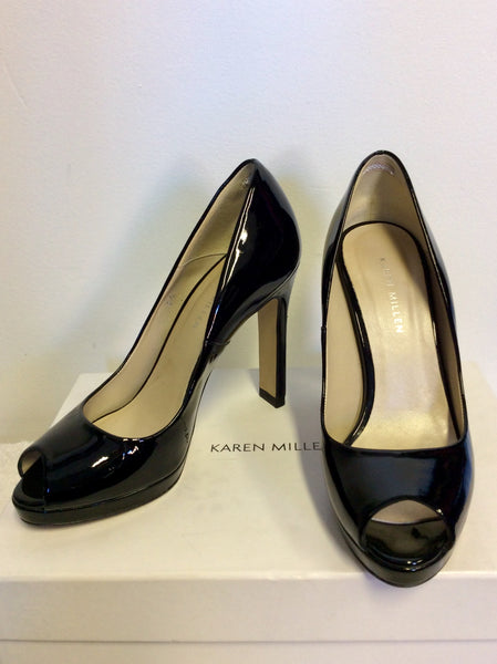 Black patent leather 2024 peep toe heels