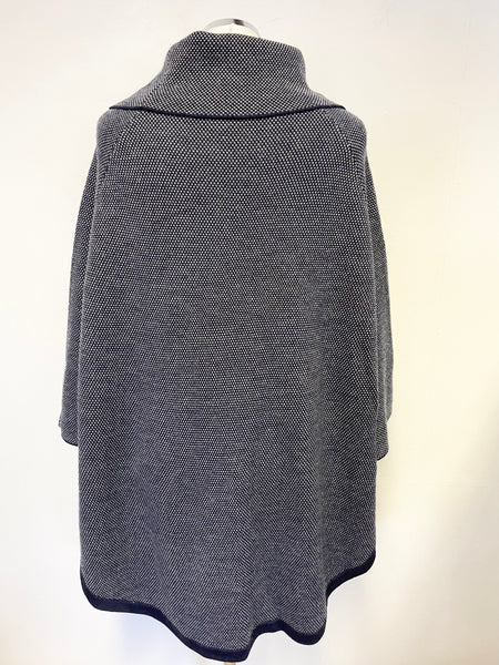 Slash Neck Fringed Poncho Jumper - Berilli Blue main image 1
