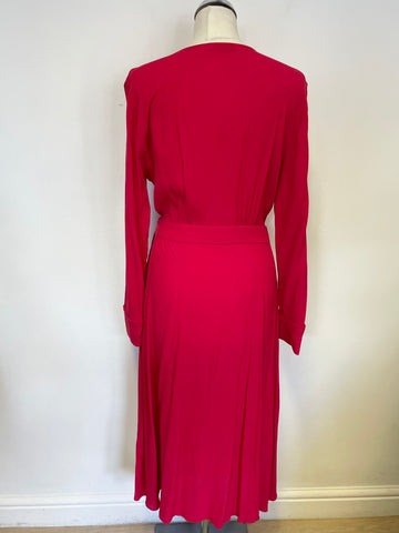 & OTHER STORIES RED LONG SLEEVE WRAP DRESS SIZE 40 UK 12