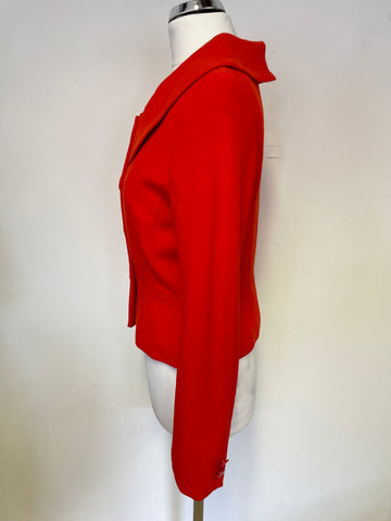 HOBBS BRIGHT RED WOOL BLEND JACKET & PENCIL SKIRT SUIT SIZE 8