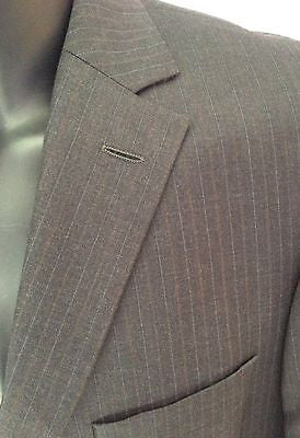 Smart Hugo Boss Dark Grey & Brown Pinstripe Wool Suit Jacket Size 50 UK 40 - Whispers Dress Agency - Mens Suits & Tailoring - 3