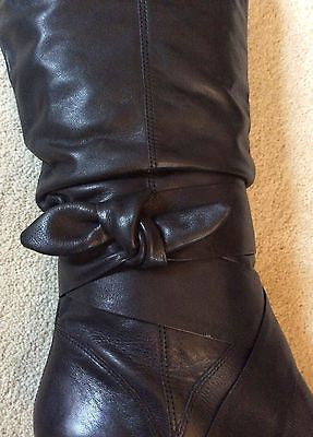 Office Black Leather Calf Length Boots Size 6 39 Whispers Dress