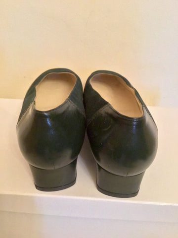 BRAND NEW HERZAG DARK GREEN SUEDE & LEATHER COURT SHOES SIZE 5/38