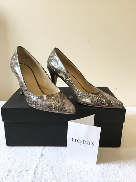 HOBBS JADE COURT BROWN SNAKESKIN LEATHER HEELS SIZE