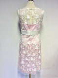 BRAND NEW DRESS CODE BY VEROMIA PINK LINED & SHEER WHITE EMBROIDERED OVERLAY DRESS & SHEER DUSTER COAT SIZE 10