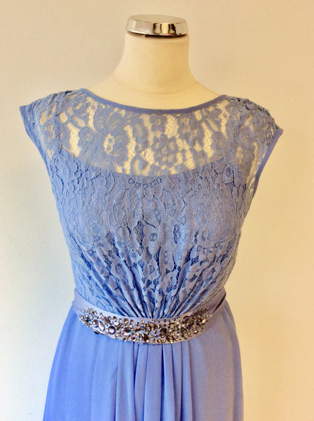 COAST CORNFLOWER BLUE LACE LONG SPECIAL OCCASION EVENING DRESS SIZE 8