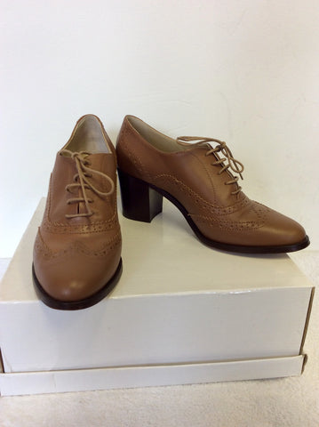 HOBBS TAN BROWN LEATHER LACE UP HEELS SIZE 5/38