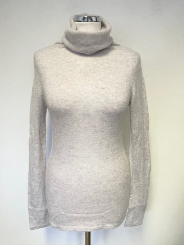 PURE COLLECTION 100% CASHMERE LIGHT GREY ROLL NECK LONG SLEEVE JUMPER SIZE 10
