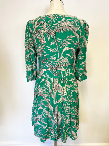 SOMERSET BY ALICE TEMPERLEY GREEN FLORAL PRINT SILK DRESS SIZE 10