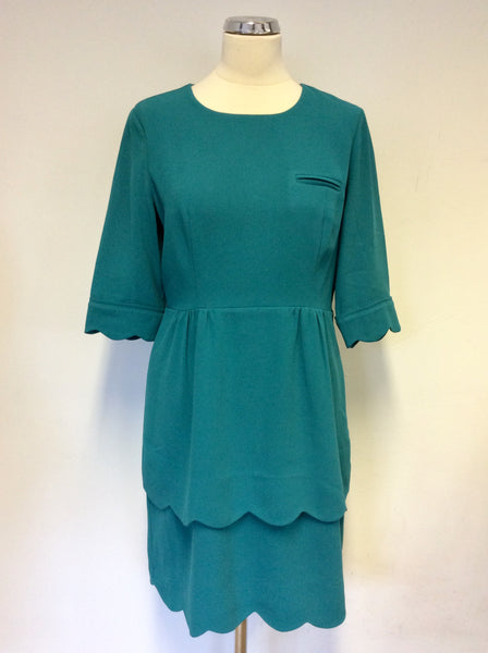 WHISTLES GREEN TIERED SCALLOPED EDGE DRESS SIZE 12 Whispers Dress Agency WHISTLES GREEN TIERED SCALLOPED EDGE DRESS SIZE 12 Whispers Dress Agency