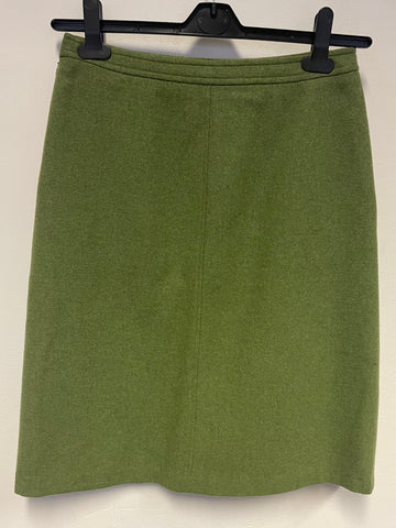 CERRUTI CLUB GREEN 100% WOOL FLORAL EMBROIDERED FRONT A-LINE SKIRT SIZE 12