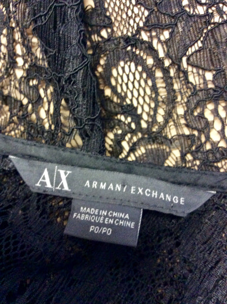 ARMANI EXCHANGE BLACK & NUDE LINED LACE DRESS SIZE 4 – Whispers Dress Agency
