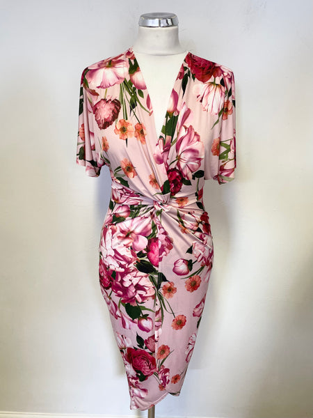 BRAND NEW WITH TAGS LIPSY PINK FLORAL STRETCH JERSEY DRESS SIZE 10