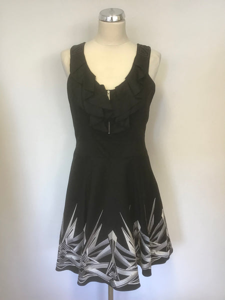 KAREN MILLEN BLACK SILVER EMBROIDERED SLEEVELESS FIT FLARE