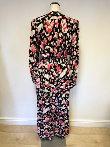 BRAND NEW SOMERSET BY ALICE TEMPERLEY BLACK FLORAL PRINT LONG SLEEVE JUMPSUIT SIZE 12